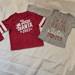 The Children's Place Red and Gray Santa Long Sleeve Tees